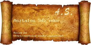 Asztalos Sándor névjegykártya